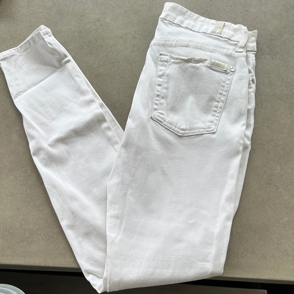 7 For All Mankind Women's White Skinny Jeans